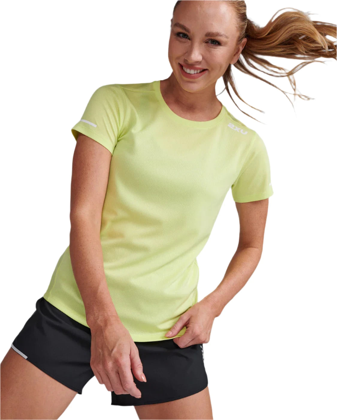 Yellow 2XU Aero Short Sleeve Running T-Shirt for Women