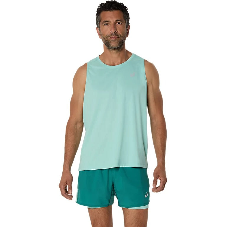 Asics Silver Mens Running Tank Top